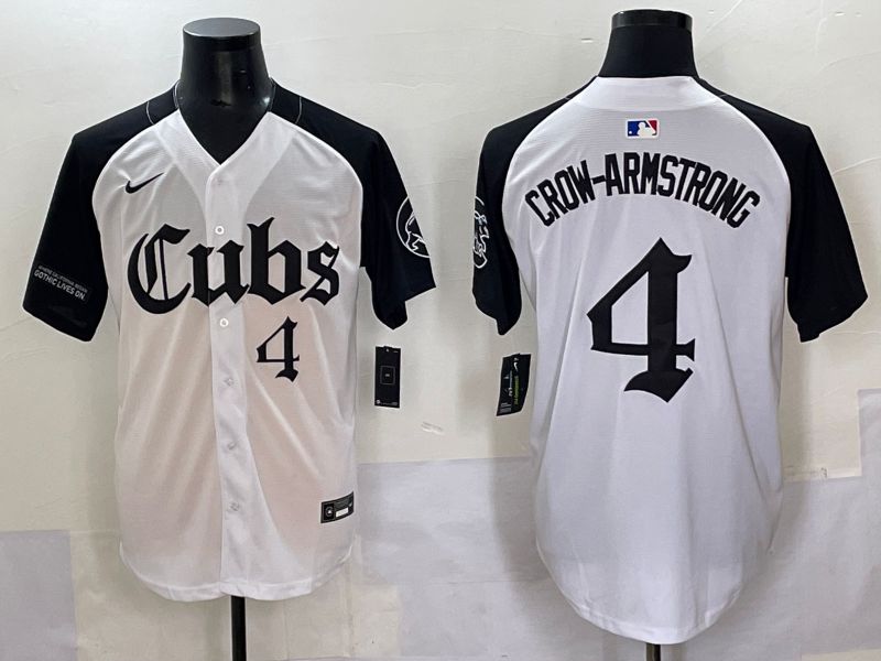 Men 2025 Chicago Cubs 4 Crow-Armstrong white black Five generations Joint Name Nike MLB Jersey style 7